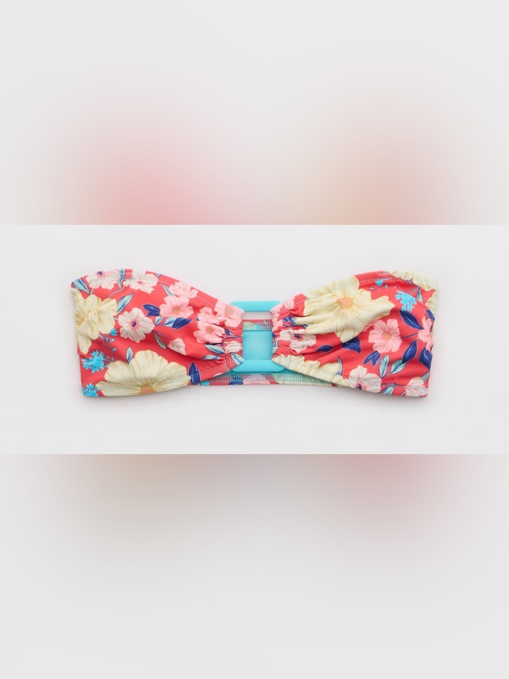 NWT Aerie Ring Bandeau Bikini Top in Red Floral - Size XL